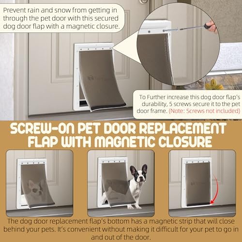 TonGass PAC11-11039 Large Dog Door Flap Replacement | 10 1/8"x16 7/8" Pet Door Replacement Flaps with Magnetic Closure for PetSafe Freedom Dog Door, Weather-Proof & Warp-Resistant