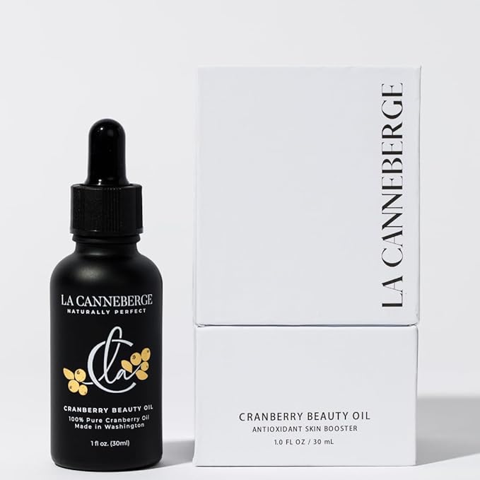 LA CANNEBERGE Cranberry Beauty Oil - Intensive Hydration & Revitalization for Face, Hair & Body -1 Fl Oz Certified Organic Cranberry Seed Oil -Moisturizing, Vitamin-Rich, Non-Greasy Skin Care