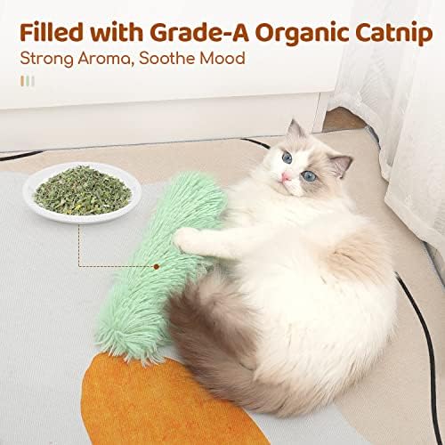 Potaroma Cat Toys Pillows, 3 Pack, Catnip Inside, Indoor Interactive Fun | Crinkle Sound, Soft Durable, Kitten Kicker, Promotes Kitty Exercise