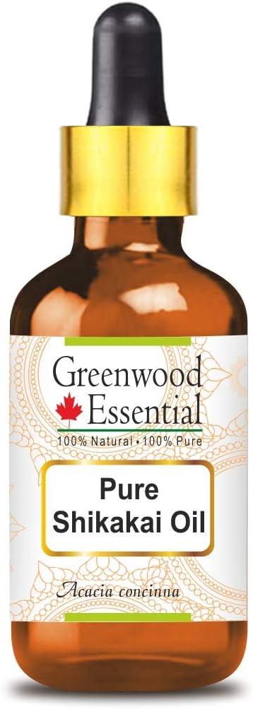Greenwood Essential Shikakai Oil (Acacia concinna) with Glass Dropper | Infused | Pure | Non-Sticky | Lightweight | For Hair Cleansing | Natural Plant Extract | Men & Women | 100ml (3.38 oz)