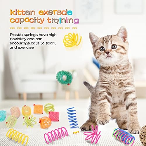 Sumind 30 Pcs Cat Spring Toys Kitten Spiral Springs for Indoor Interactive Cat Pet Toys Plastic Coil Spiral for Kitten Swatting Biting Hunting Bouncing Training Play, 2 Styles