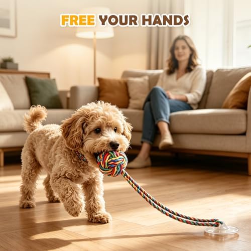 2PCS Dog Tug of War Toy with Suction Cup