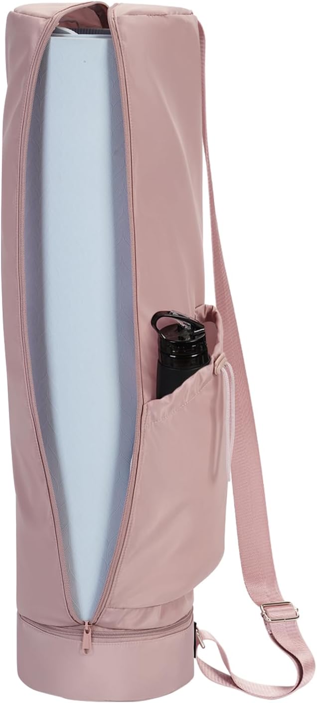 sportsnew Yoga Mat Bag, Full Zip Cargo Yoga Mat Carrier Bag with Drawstring Water Bottle Pocket and Bottom Wet Pocket, Exercise Yoga Mat Carrier Holder Multi-Functional Storage Bag Patent Pending