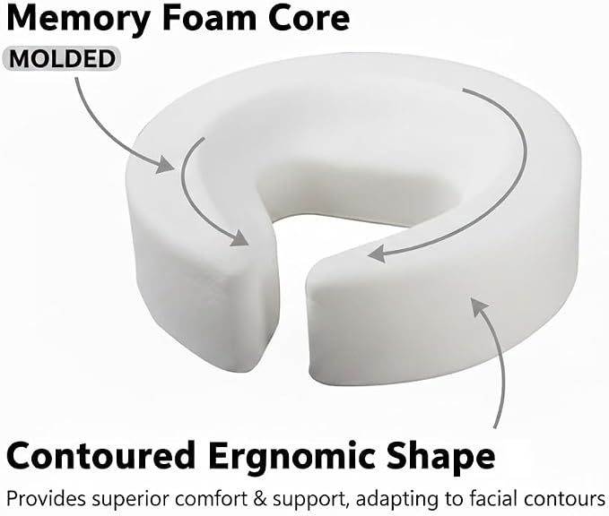 Royal Massage Universal Standard Memory Foam Face Cradle Cushion for Massage Tables – Ergonomic U-Shaped Headrest Pillow with Soft, Easy-Clean PU Leather – Spa Replacement