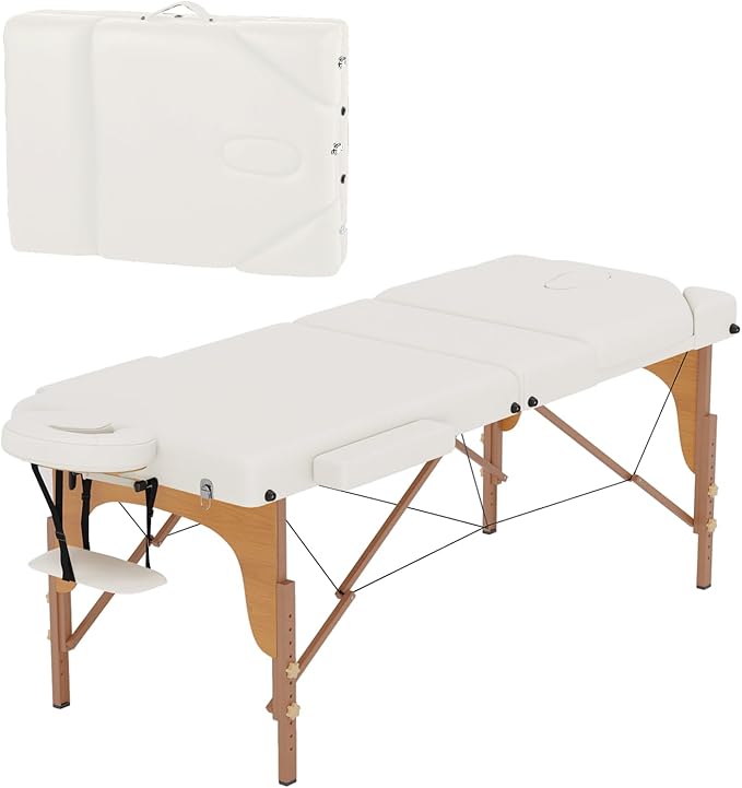 BestMassage Massage Bed Portable Massage Table 77" L 28" W Lash Bed Height Adjustable 3 Folding PU Leather with Oxford Bag for Spa Footmassage Facial CareSpa Tattoo