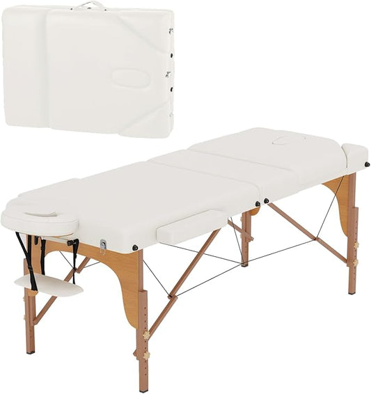 BestMassage Massage Bed Portable Massage Table 77" L 28" W Lash Bed Height Adjustable 3 Folding PU Leather with Oxford Bag for Spa Footmassage Facial CareSpa Tattoo