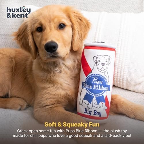 Huxley & Kent Power Plush Squeaky Dog Toy, Pups Belly Rubbin, Large