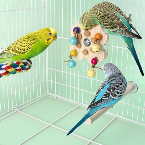 Mygeromon Bird Toys for Parakeets Interactive Spinning Cage Accessories