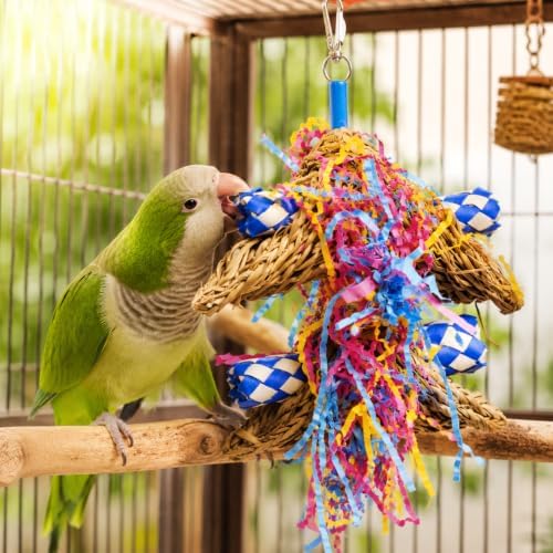 Bonka Bird Toys 3123 Duo Mini Taco Bird Toy Parrot cage Medium Conure Forage African Grey Shred Treat Chewing Paper Quaker Preen Accessories Amazon Supplies Seagrass Bamboo