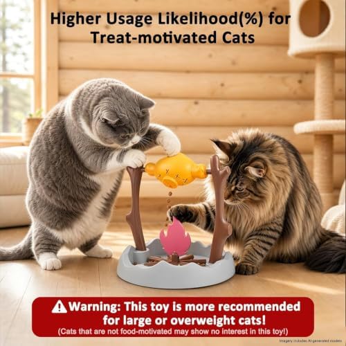 Campfire Rotating Chicken Cat Treat Dispenser Toy, Interactive Slow Feeder Cat Food Puzzle Toy, Mental Stimulation Kitten Enrichment Toy for Indoor Cats