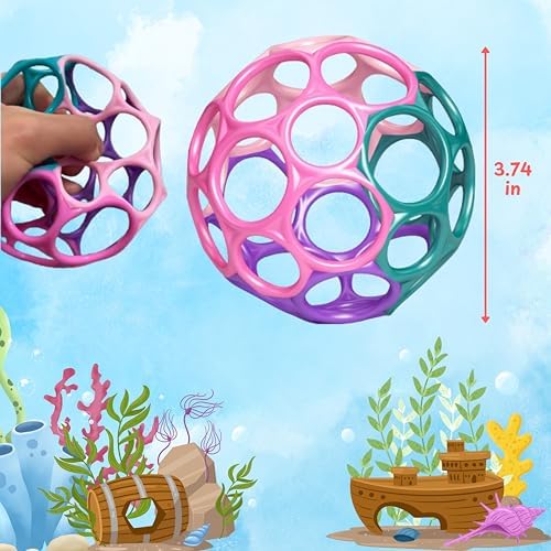 Aquatic Turtle Feeder Treat Ball Toys, Floating Turtle Feeder Ball, Aquatic Tortoise Enrichment Toys, Aquarium Toy For Turtles, Aquarium Accessories, Tortoise Habitat Accessories (Purple, 3.7'')