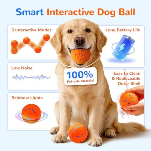 Smart Interactive Dog Toys Automatic Moving Dog Ball, Orange