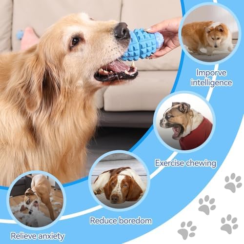 YINEYA Dog Toys for Aggressive Chewers, Tough Squeaker Dog Toys, Dark Blue