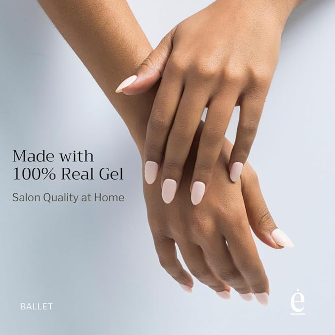 34 Piece Fully Cured Gel Nail Strips With No UV Light Needed, 14+ Days Gel Nail Polish Stickers, Salon Quality, Easy to Apply & Remove – Toxin Free, No Damage (Ballet)