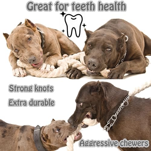 Barida Natural White Tough Dog Rope. Premium Non-Toxic Cotton Interactive Large Dog Toys, Tug of War, Chew Rope