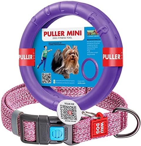 Re-Cotton Dog Collar Pink 9" - 14" Neck/Puller Dog Toy Mini
