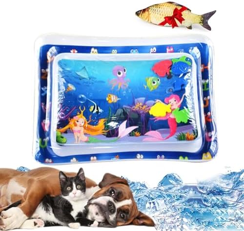 Interactive Cat Water Mat with Fish, Cat Water Play Mat ，E