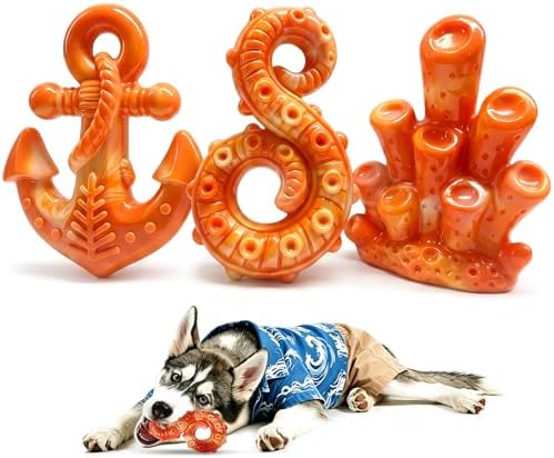 Fuufome 3 Pack Nylon Dog Chew Toys, Indestructible for Aggressive Medium & Large Dogs