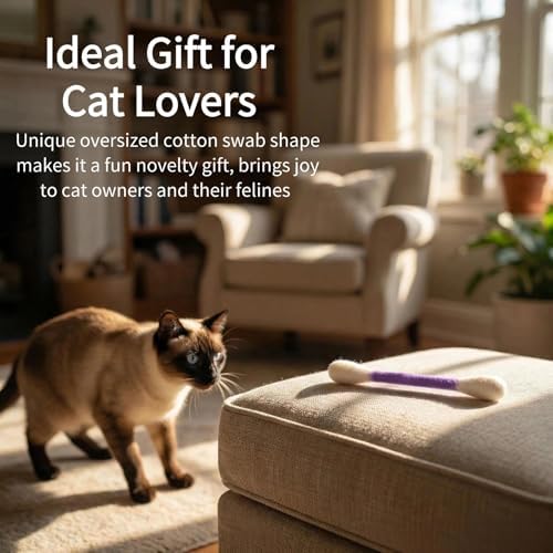 Cotton Swabs Cat Toys with Catnip,6 Pk Soft Interactive Giant Q Tip Cat Toy,Durable for Chew, Organic Catnip for Anxiety & as Digestive Aid,The ideal gift for cat lovers (Colorful 6-pack)
