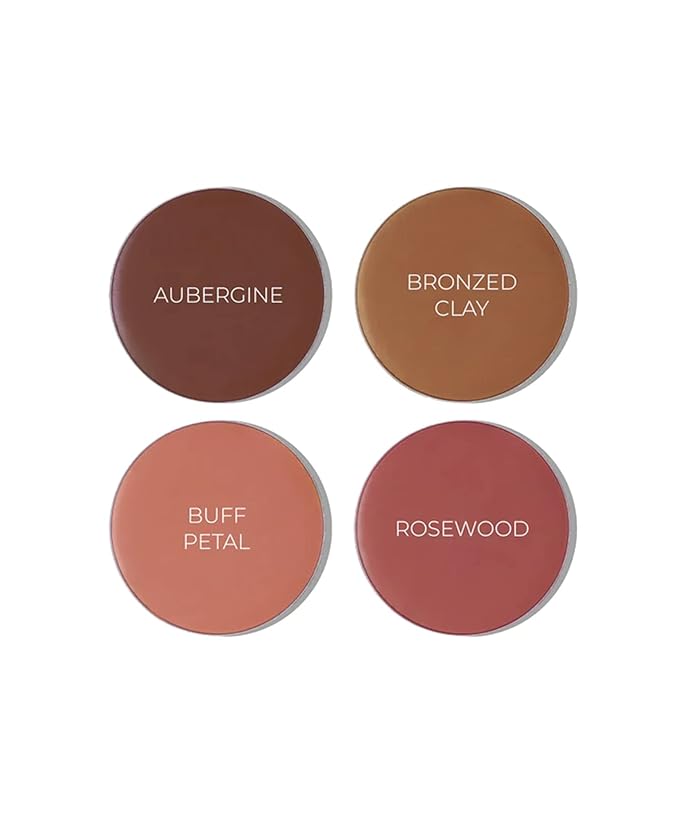Fitglow Beauty Multi-Use Ceramide Cream Lip & Cheek Palette | Skincare-First Cream Pigment | Hydrating, Buildable Color | Natural Finish for Eyes, Cheeks & Lips | Refillable | Buffed Glow - 20g