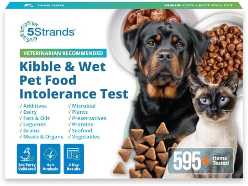 5Strands Kibble & Wet Pet Food Intolerance Test for Dogs & Cats | 410 Items Tested, Identify Trigger Ingredients In Your Pet’s Diet, At Home Hair Sample Screening, Fast Results in 4 Days