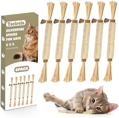 Tocirelo Silvervine Sticks for Cats, Natural Cat Chew Toy Teeth Cleaning