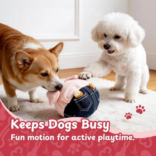 Interactive Dog Toy, Treat-Hiding Pockets Bouncing Ball for Dogs, Plush Pig