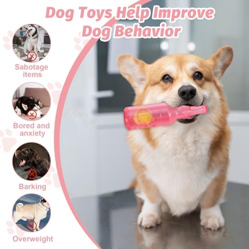 Red Water Bottle Dog Toy for Aggressive Chewers Small Medium Dogs