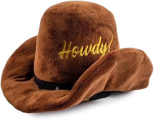 Haute Diggity Dog Cowboy Hat Plush Dog Toy, Western Stuffed Chew Toys