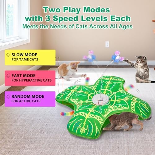 Interactive Cat Toys for Indoor Cats,Automatic Kitten Tunnel Toys | Rechargeable Touch Activated, Hide and Seek Design, Colorful Fluffy Tail & Butterfly, Cat Enrichment Toy for Bored Cats