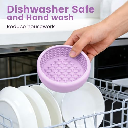 Dog Slow Feeder Licking Bowl,Freezeable Anxiety Relief Treat Dispenser, Non-Slip Anti-chocking Pet Dish, Interactive Puzzle Toy for Small Medium Breed,Freezable BPA Free Silicone Dishwasher Safe