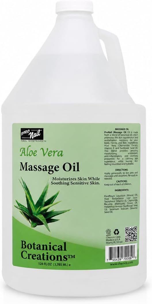 PRONAIL Professional Massage & Body Oil – Aloe Vera & Vitamin E Formula for Full Body, Hands & Feet | Soothing, Non-Greasy, High-Absorption | Salon & Spa Backbar | 128 oz (1 Gallon)