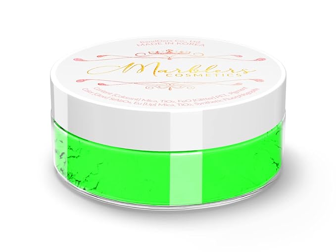 MARBLERS Fluorescent Pigment [Neon Green] 0.11oz (3g) | Matte Pigment | Non-Toxic | Vegan | Cruelty-Free | Nail Polish, Nail Art, Soap, Craft | Festival, Rave & Party Makeup