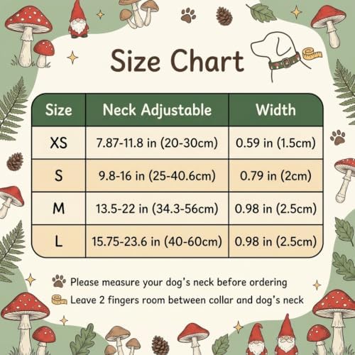 Fall Dog Collar, Mushroom Puppy Collar for Small Dogs, S