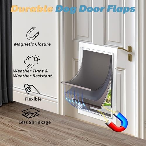 3-Flap Large Dog Door Replacement Flap with Screws | Extreme Weather Resistant Replacement Flap, Compatible With PetSafe Freedom Doggie Doors PAC11-11039 10 1/8" X 16 7/8"