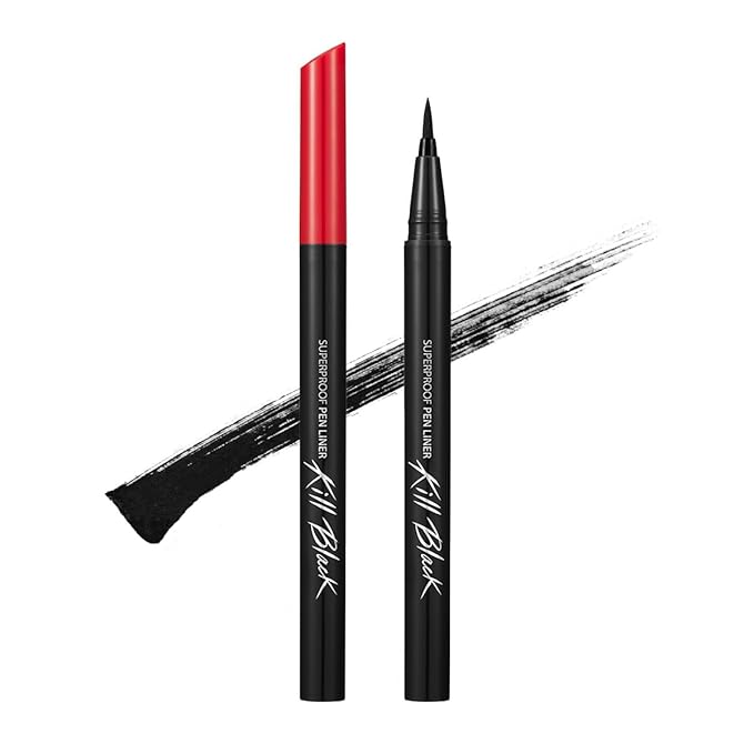 CLIO Superproof Pen Liquid Eyeliner, Ultra Precision Sponge Tip, One Stroke High Pigment Color, Waterproof Smudge Proof Long Wear, Fast Dry Formula, Sharp Wing Tightline Definition (001 Black)