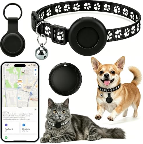 GPS Tracker for Dogs and Cats (No Subscription Required), GPS Tracker for Pet Collars, 【Apple MFi Certified】Works with iOS Find My, Global Real-Time Tracking, IP67 Waterproof, Suitable for Cats, Dogs
