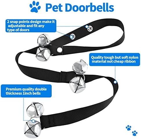 2 Pack Dog Doorbells, Pet Training Bells for Outside Potty Training and Communication, Bell for Dog Cat Puppy Interactive Toys