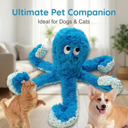 Octopus Tough Dog Toys for Aggressive Chewers, Blue-2 Pack