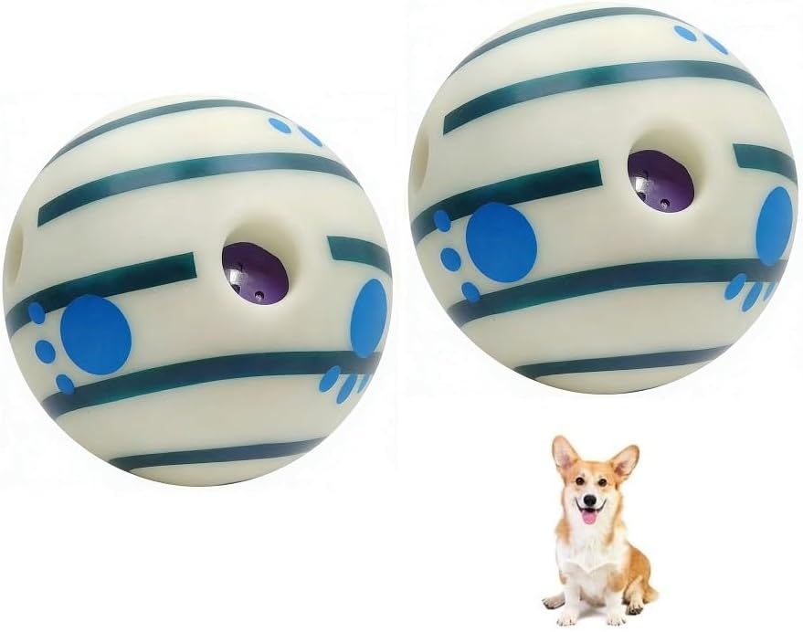 Wobble Giggle Ball for Dogs Durable Interactive Dog Toys for Small Medium Large Dogs (White (Glow in the Dark), XS/2.75 inch)