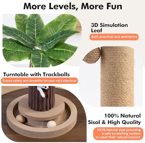 Woochpet 35"Cat Scratching Posts For Indoor Cat,Cat Scratcher With Cat Toys