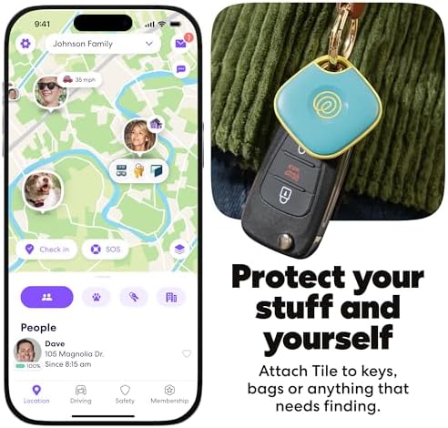 Life360 Tile - Bluetooth Tracker, Keys Finder and Item Locator for Keys, Bags and More. Phone Finder. Both iOS and Android Compatible. 1-Pack (Aqua Lemon)
