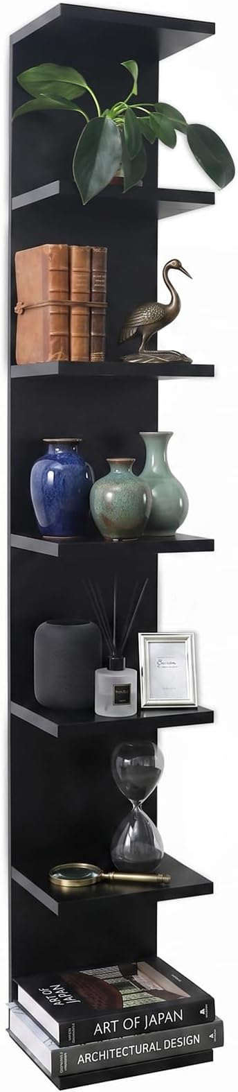 7 Tier Floating Shelves for Wall, Black | Modern Wall Mounted Shelf, Makeup Vanity, Hanging Display Shelf, Storage and Room Decor for Living Room, Bathroom