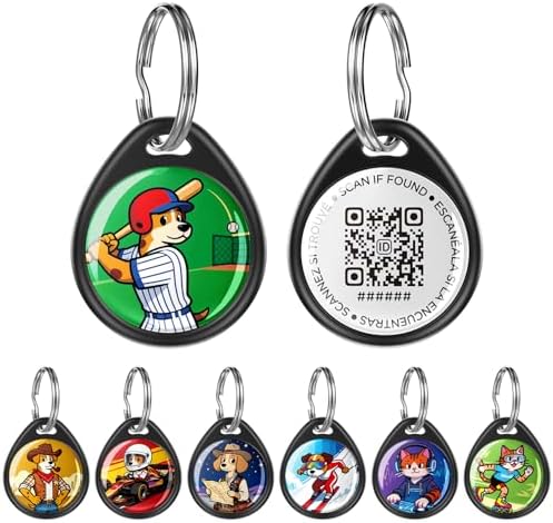 QR Code Dog Tag and Cat Tag, Scan to Reunite Faster, Waterproof and Durable, Lightweight and Quiet, Updatable Contact Info, with Baseball All-Star Pet Character Design