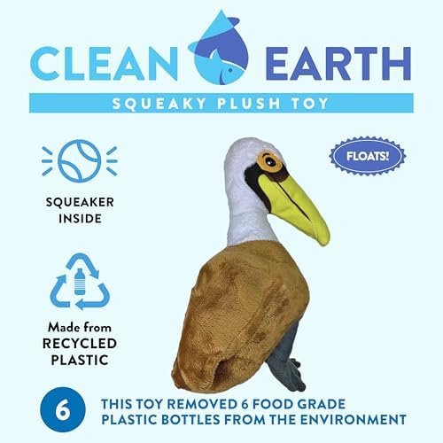 Spunky Pup Clean Earth Plush Pelican | Made from 100% Recycled Water Bottles | Small