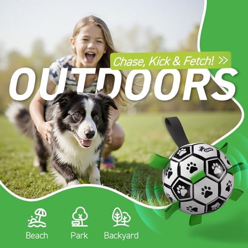 QDAN Dog Soccer Balls with Bell Inside, Squeaky Dog Balls, Birthday Gifts