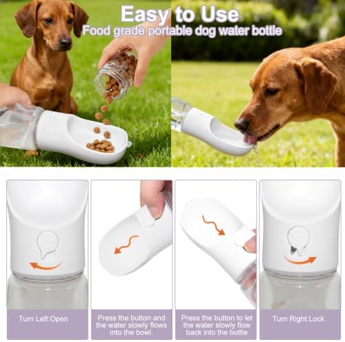 Portable Dog Water Bottle with Food Container, Drinking Bottle for Travel