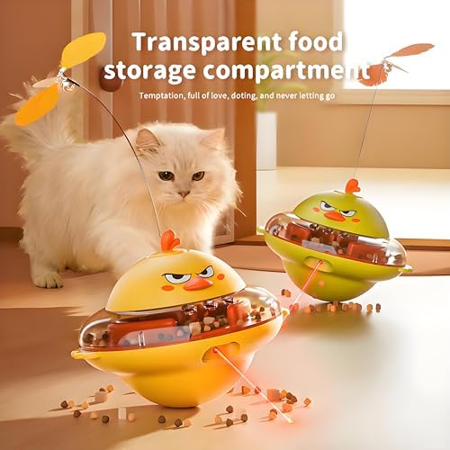 Interactive Cat Toy for Indoor Cats with Laser, Feather & Treat Dispenser