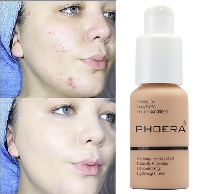 PHOERA Foundation, Flawless Soft Matte Liquid Foundation Makeup for Women. (103# Warm Peach)