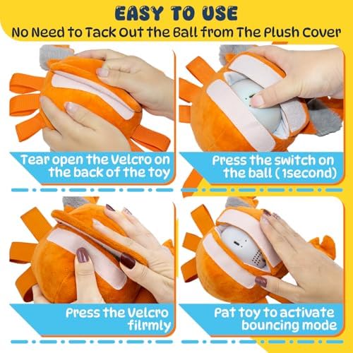 Automatic Bouncing Squeaky Dog Toy, USB Rechargeable Crab Ball for Large